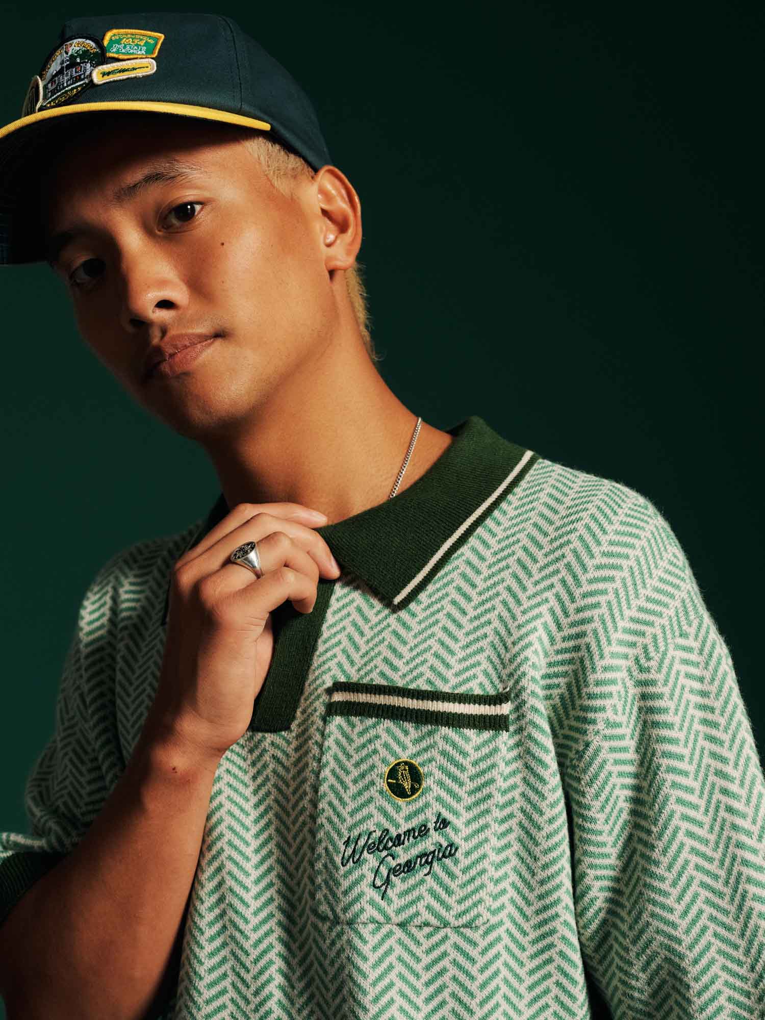 Georgia Knit Polo Heathered Green - Image 4