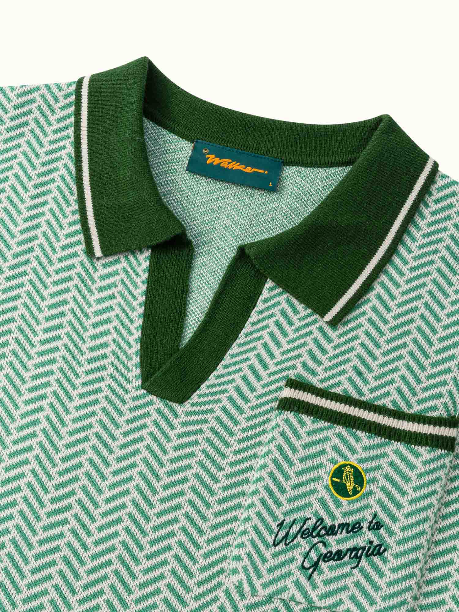 Georgia Knit Polo Heathered Green - Image 5
