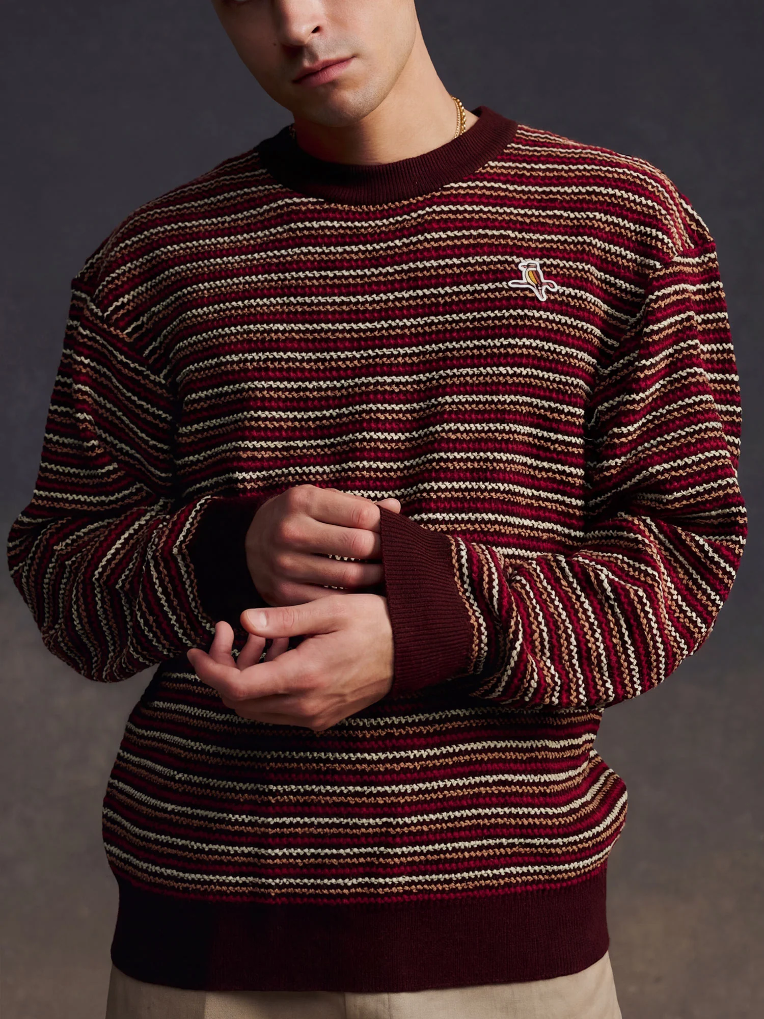 Gold Label Grid Knit Pullover Chocolate - Image 2