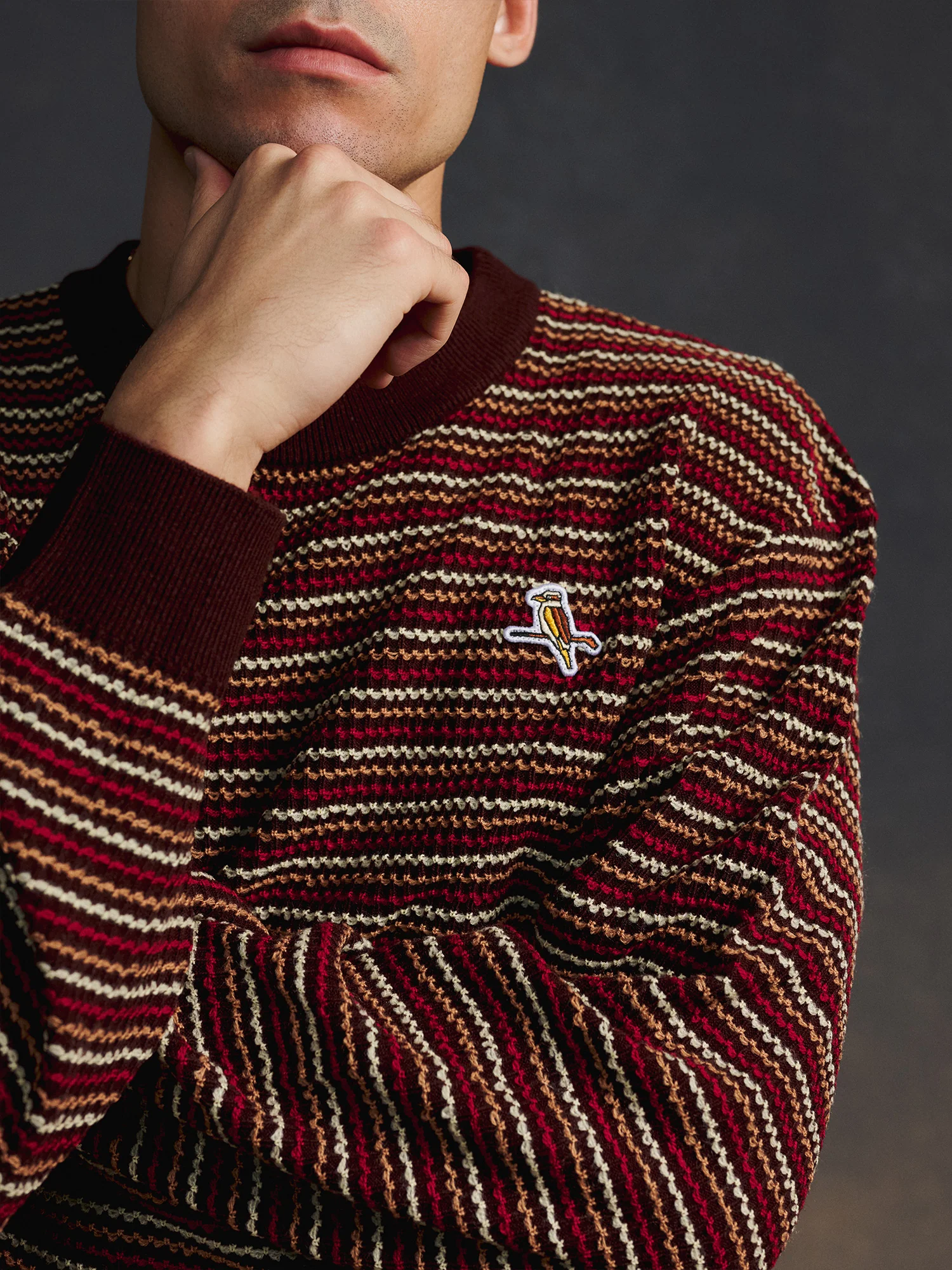 Gold Label Grid Knit Pullover Chocolate - Image 3