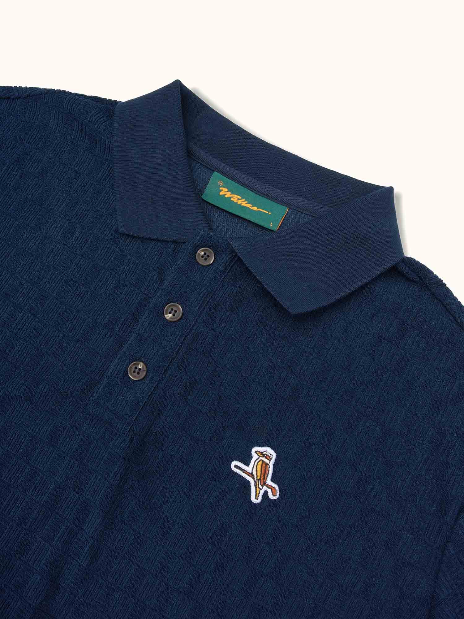 Kooka Jacquard Terry Polo Navy - Image 3