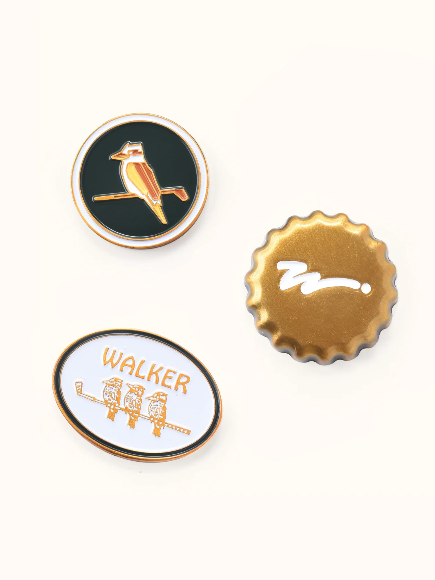 Ball Marker On Watch 3 Pack - White / Green / Brushed Gold