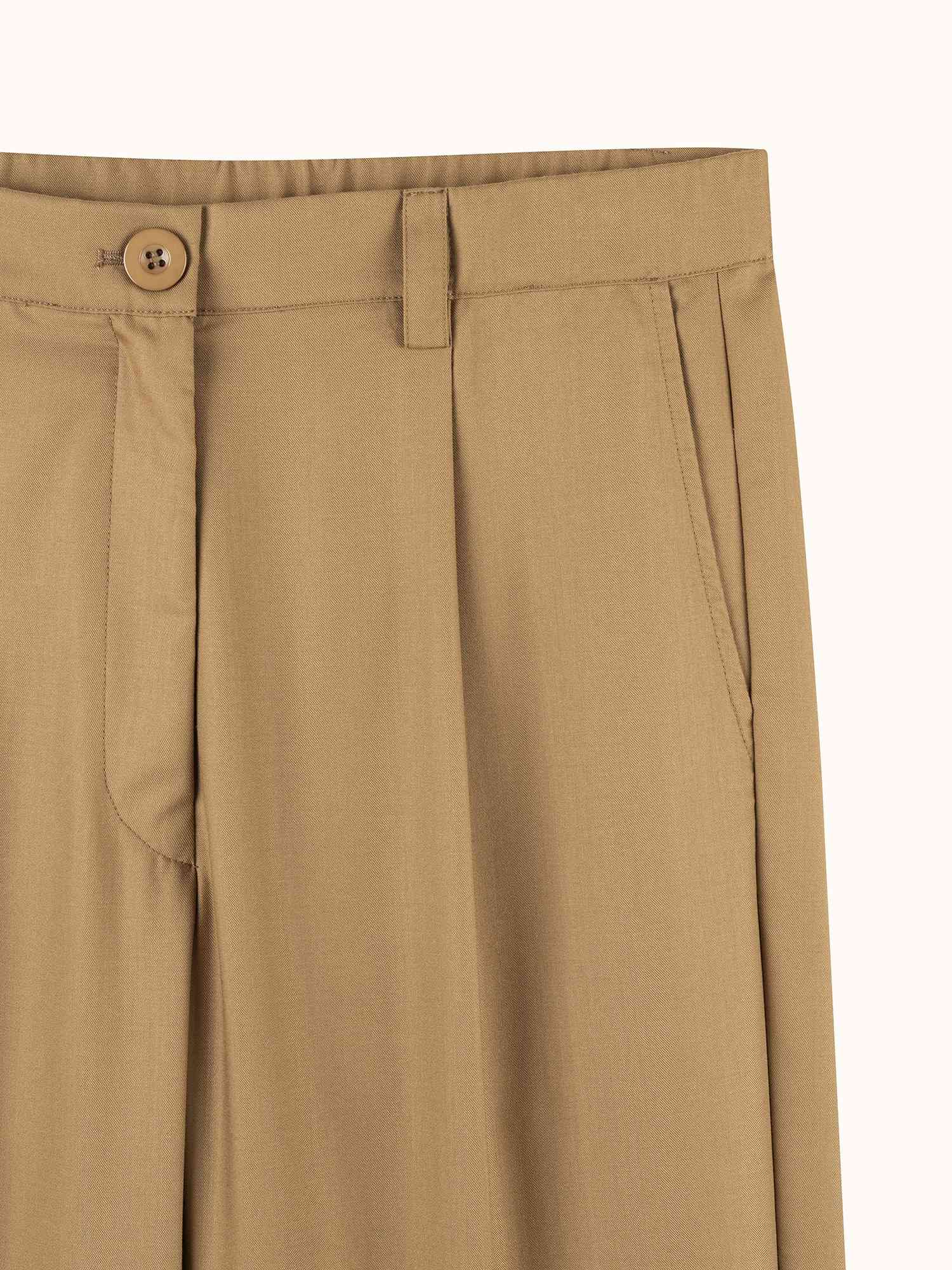 Pleated Easy Pant Dark Tan - Image 4
