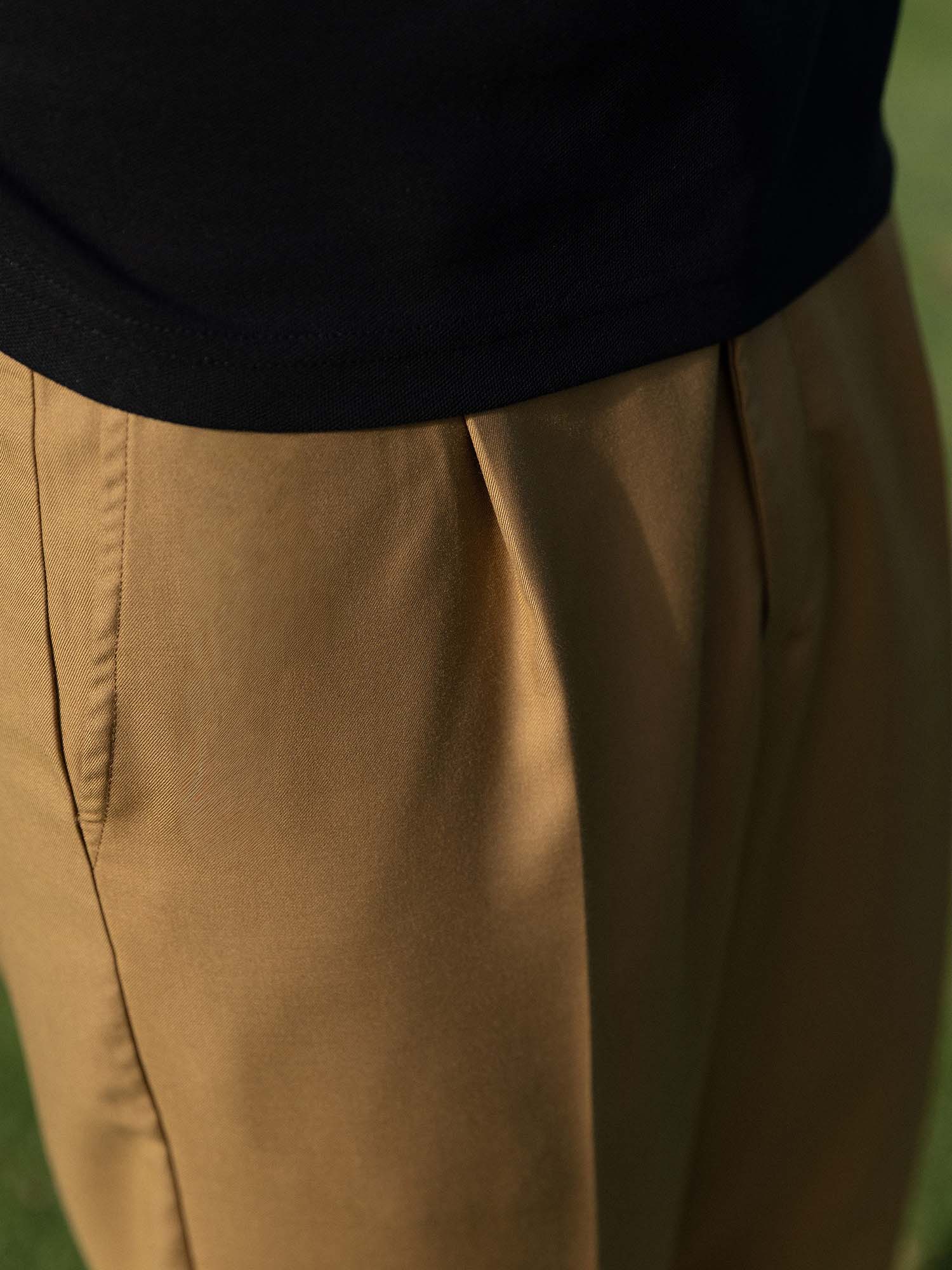 Pleated Easy Pant Dark Tan - Image 8