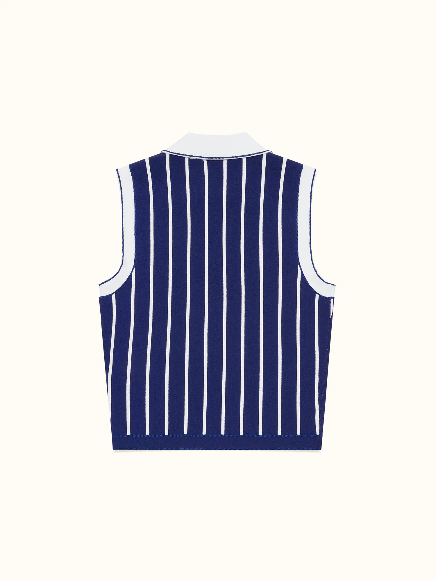 Womens Stripe Knit Polo Navy / White - Image 5