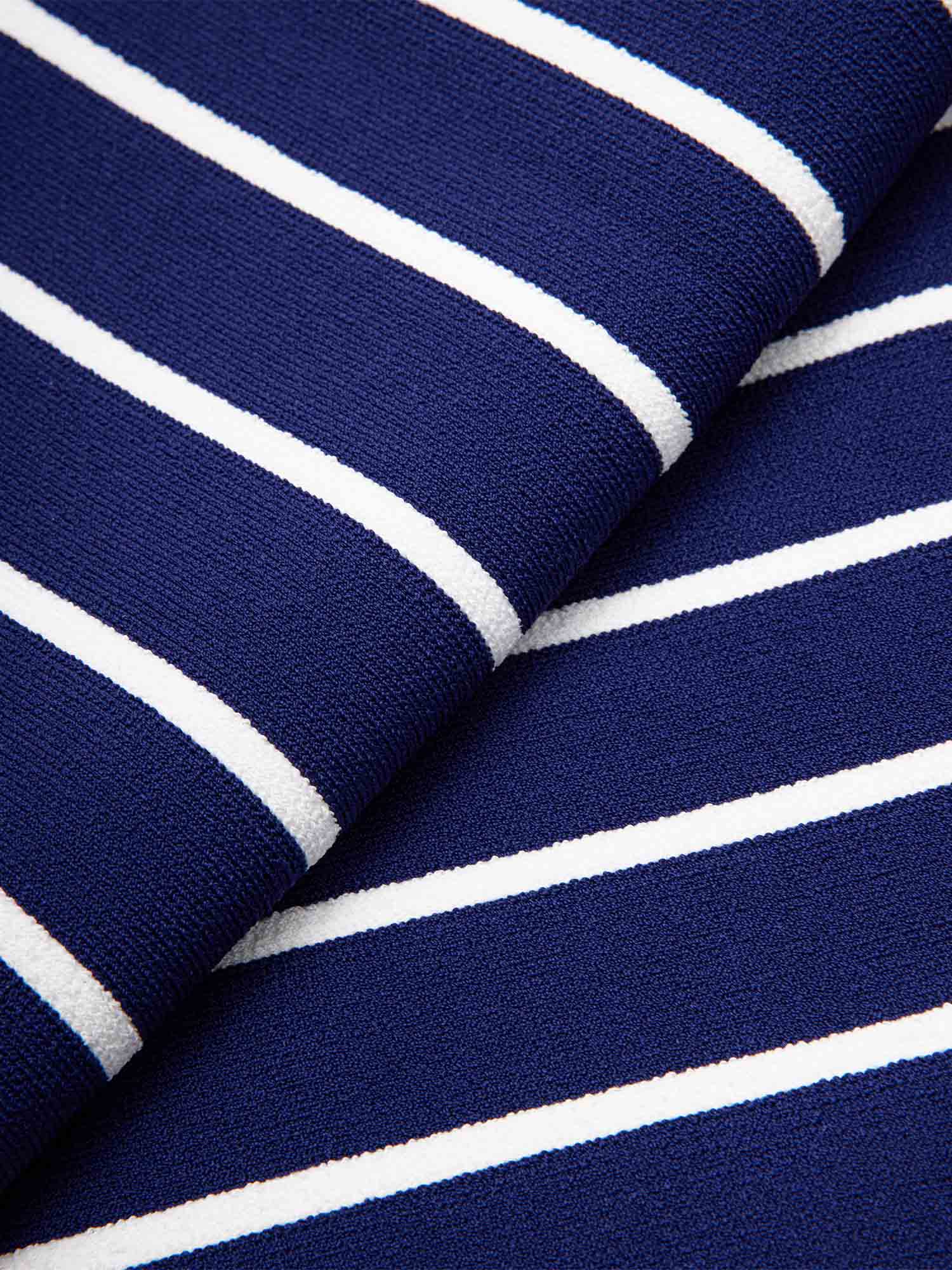 Womens Stripe Knit Polo Navy / White - Image 8