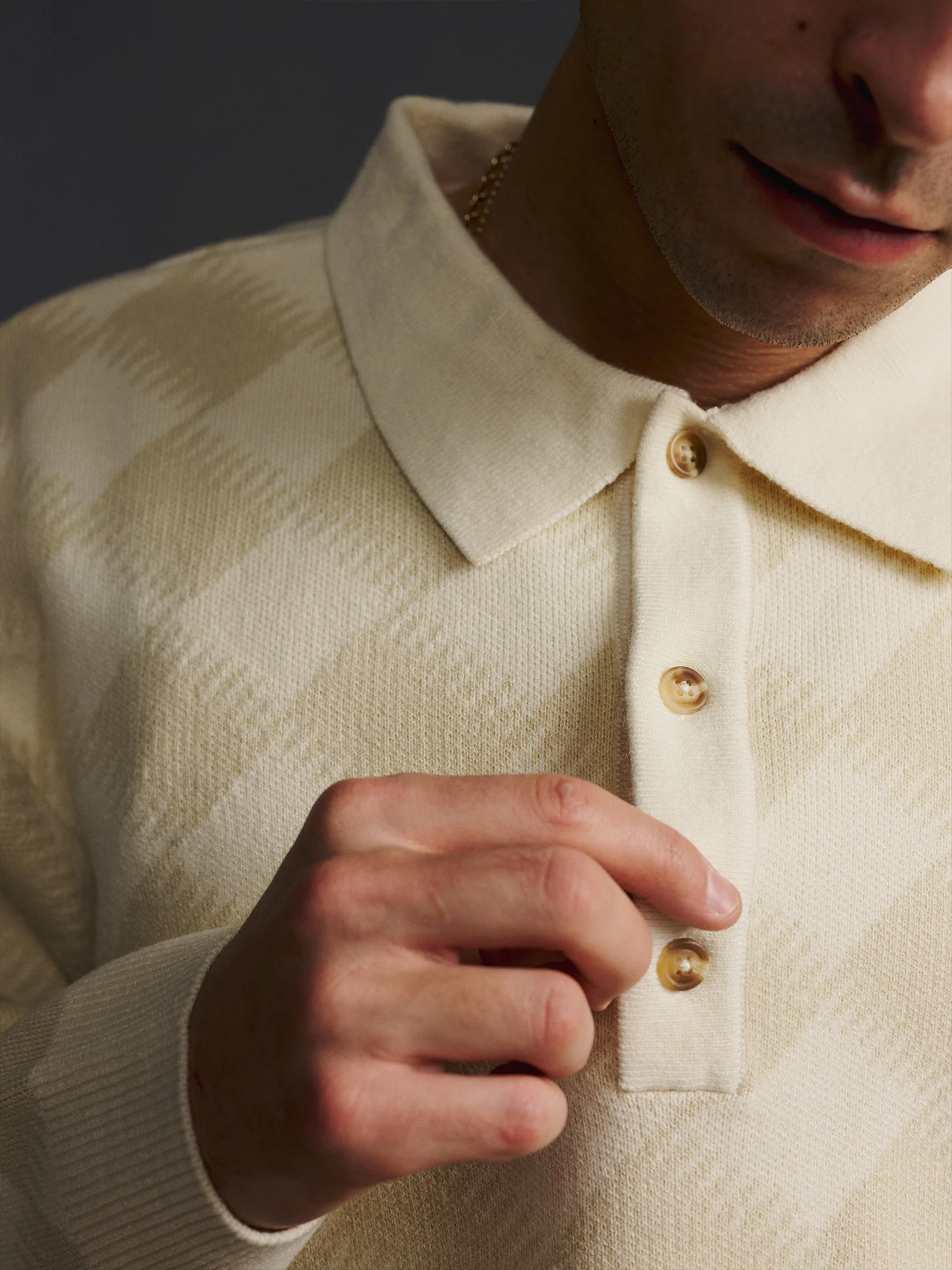 Gold Label Turncheck LS Polo Ivory - Image 3
