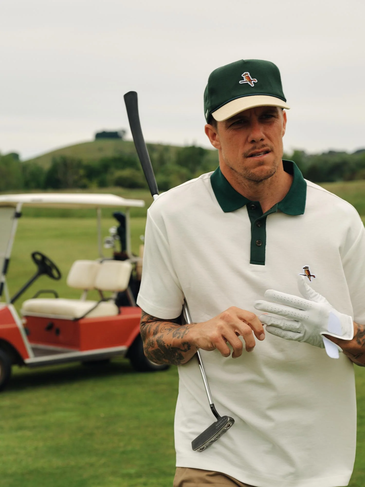Two Tone Kooka Polo White / Green - Image 6