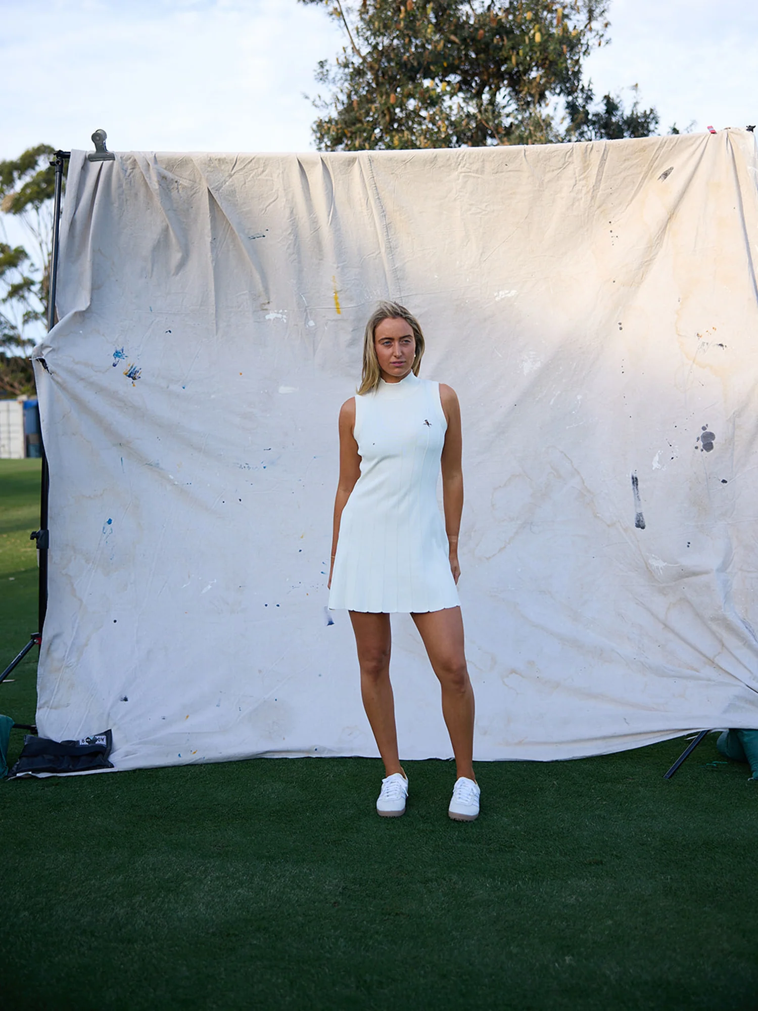 Womens Knitted Clubhouse Dress Cream - Image 3