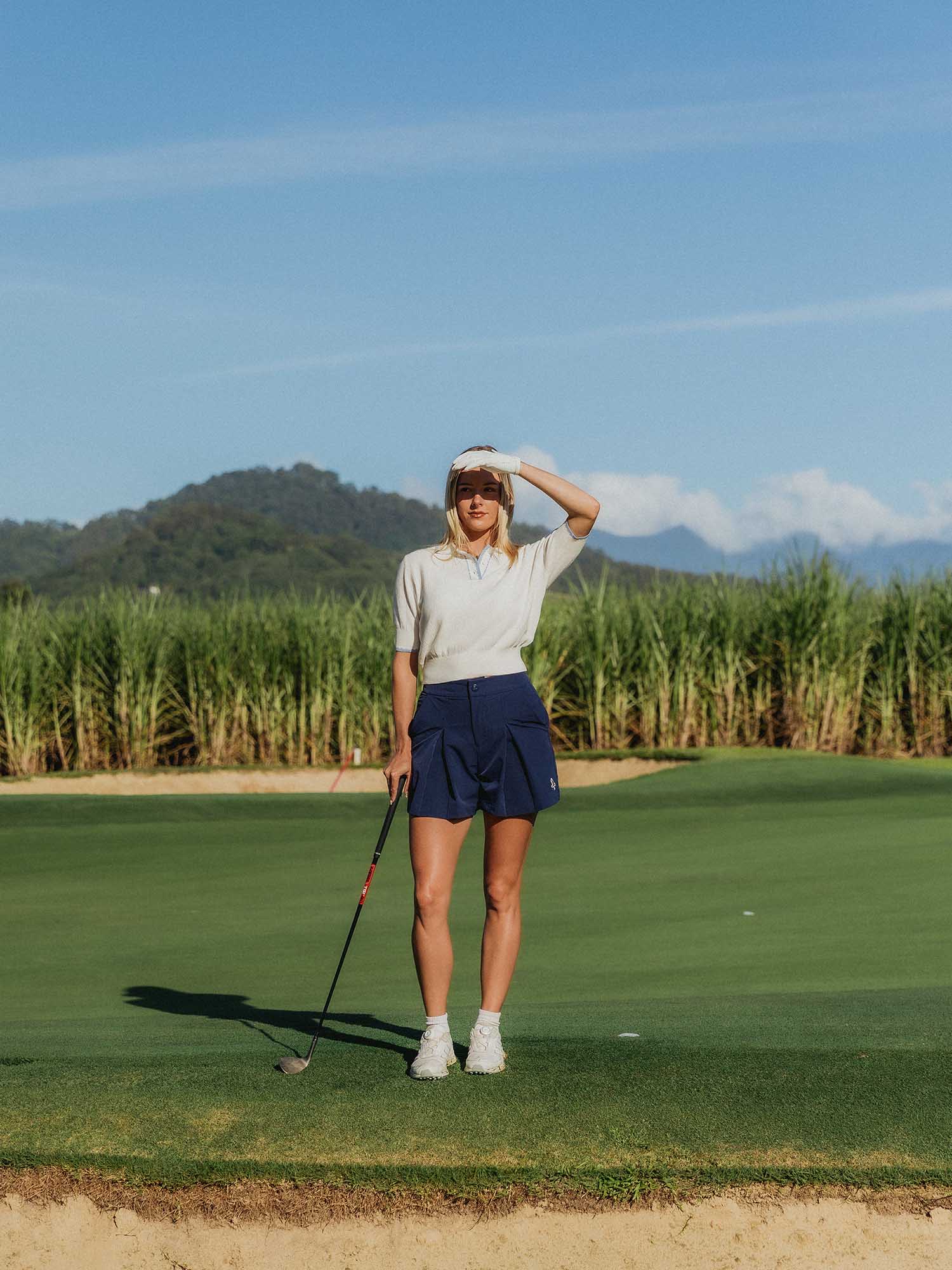 Womens SS Knit Polo Ivory - Image 2